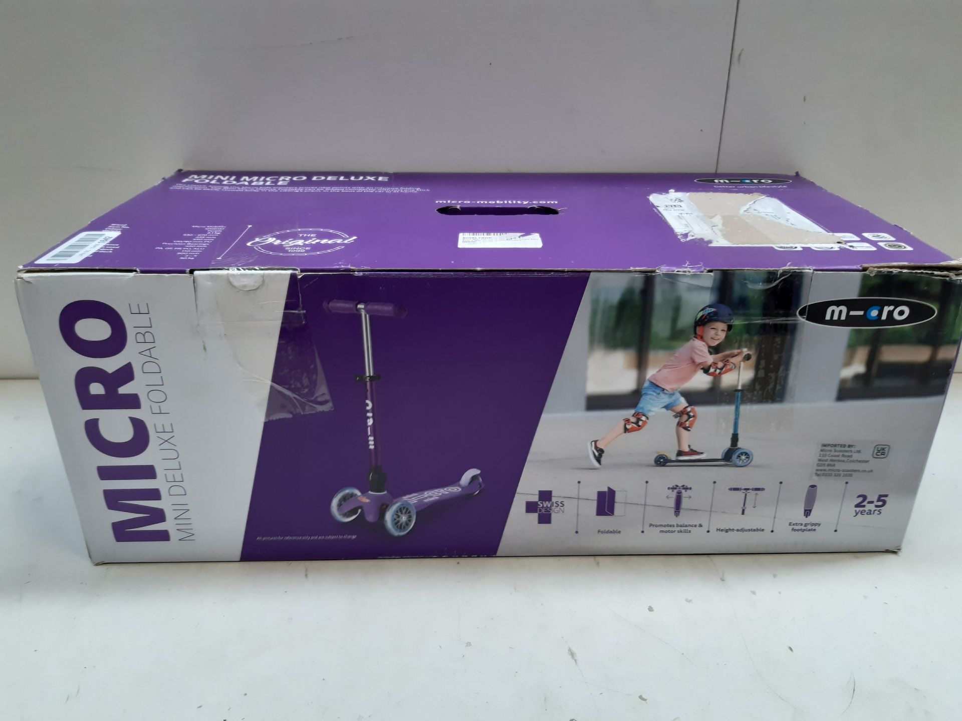 RRP £94.94 Micro Mini Deluxe Folding Scooter Purple Boys Girls - Image 2 of 2