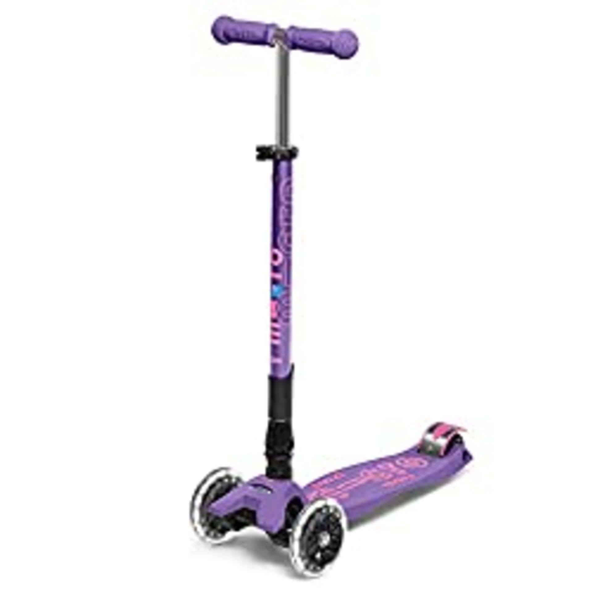 RRP £152.95 Micro Maxi Led Folding Light Up Scooter Purple 3 Wheeled