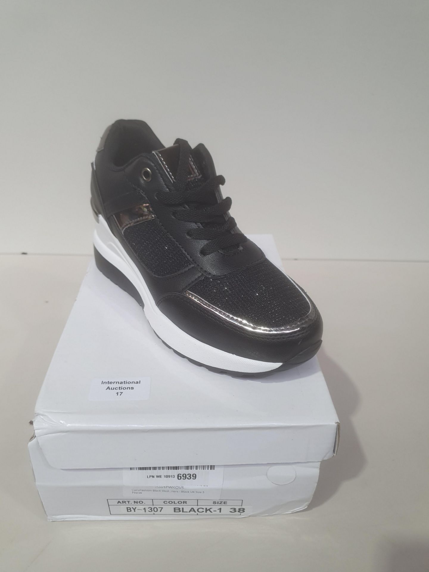 RRP £27.98 BRAND NEW STOCK CucuFashion Black Wedge Trainers for Women - Image 2 of 2