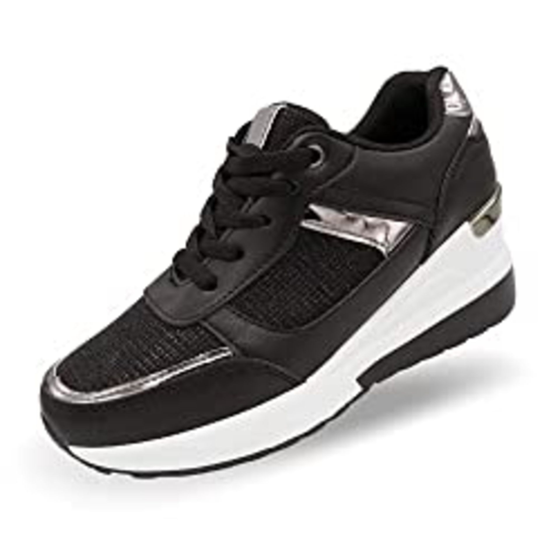 RRP £27.98 BRAND NEW STOCK CucuFashion Black Wedge Trainers for Women