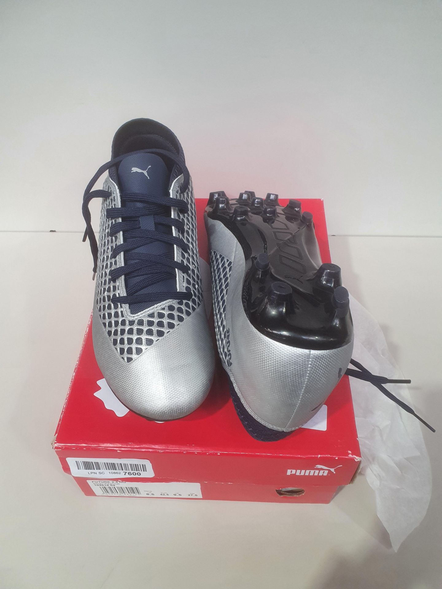 RRP £32.34 PUMA Future 2.4 Hard Ground Men's Football Boots-Silver-8.5 - Image 2 of 2