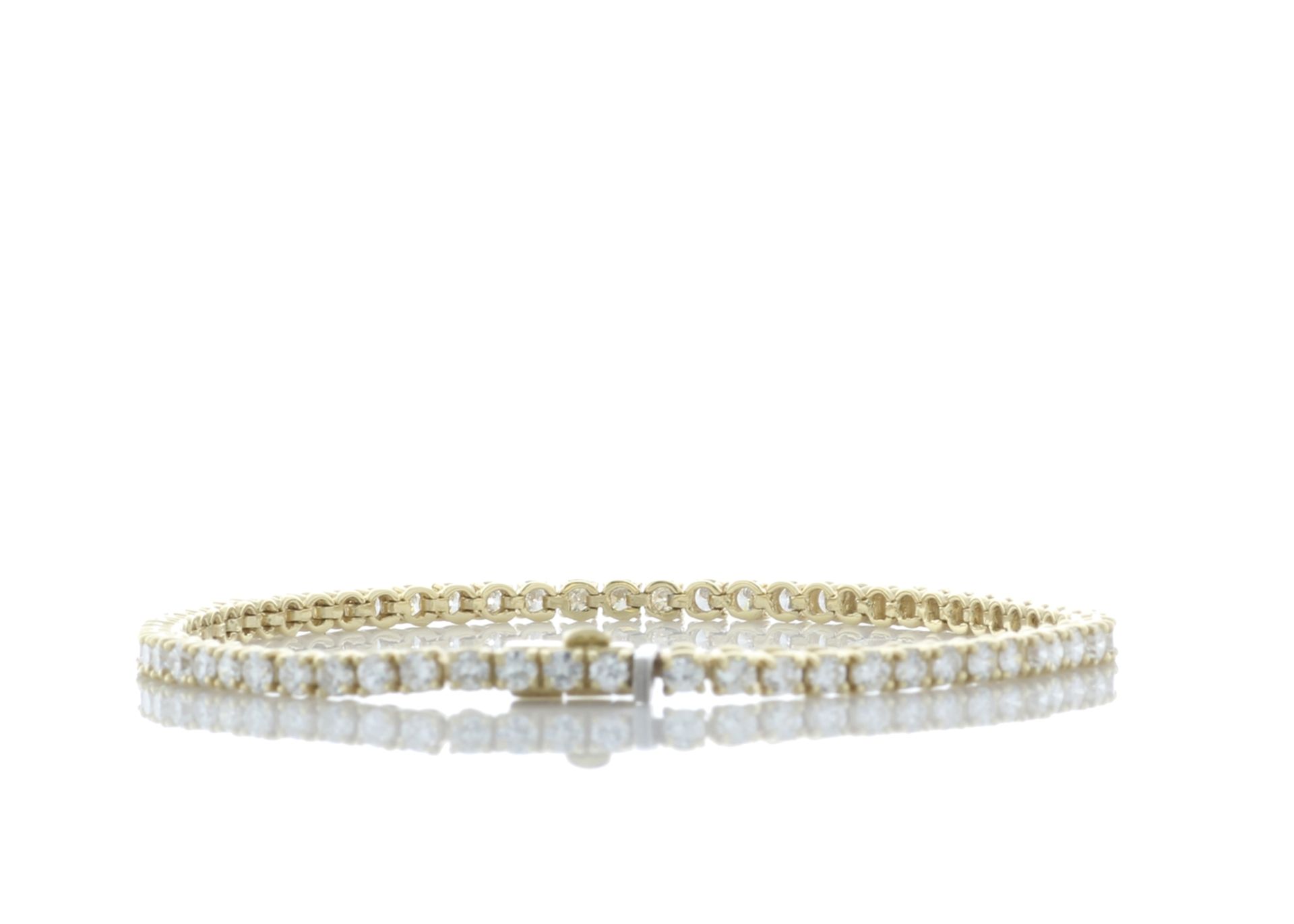 18ct Yellow Gold Tennis Diamond Bracelet 3.85 Carats - Valued by IDI - 18ct Yellow Gold Tennis - Image 3 of 5