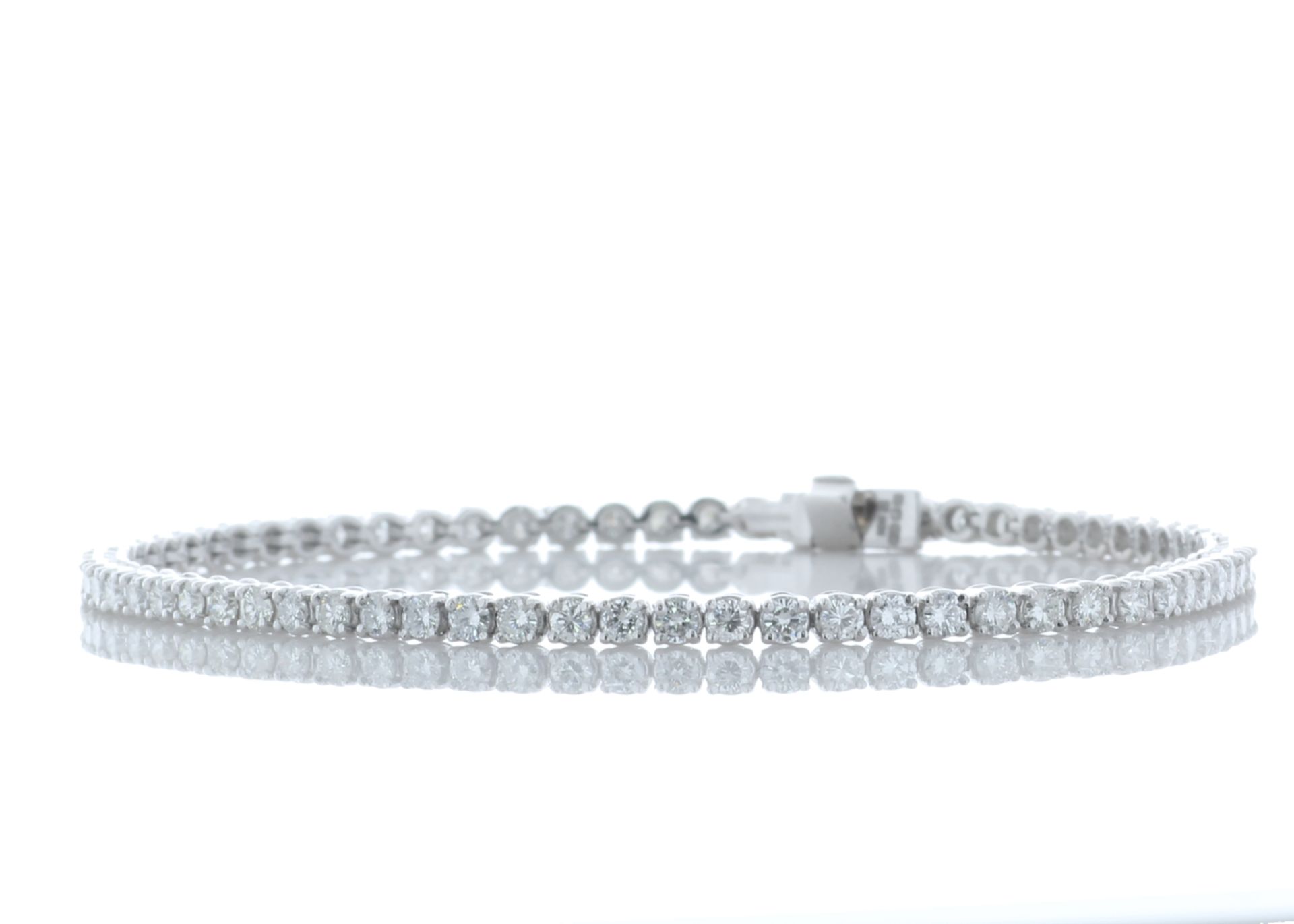 18ct White Gold Tennis Diamond Bracelet 2.94 Carats - Valued by IDI - 18ct White Gold Tennis Diamond