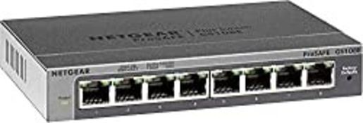 RRP £30.49 NETGEAR 8 Port Gigabit Ethernet Plus Network Switch (GS108Ev3) - Managed