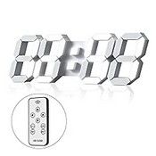 RRP £39.98 LED Digital Wall Clock 3D Alarm White with Remote Control