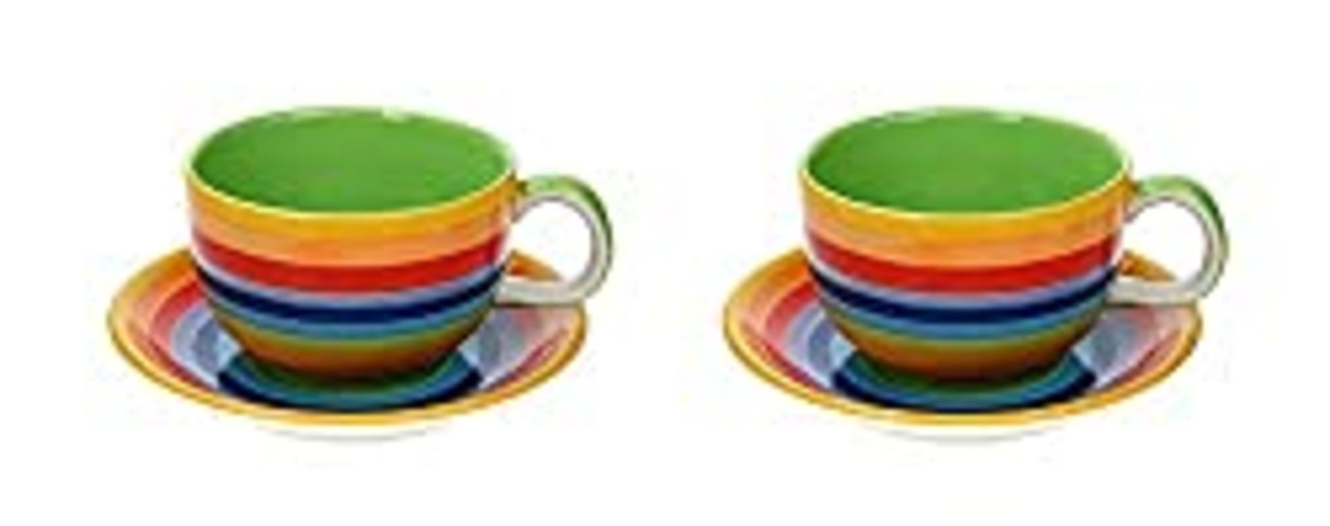 RRP £20.48 Windhorse Rainbow Striped Coffee Cup & Saucer