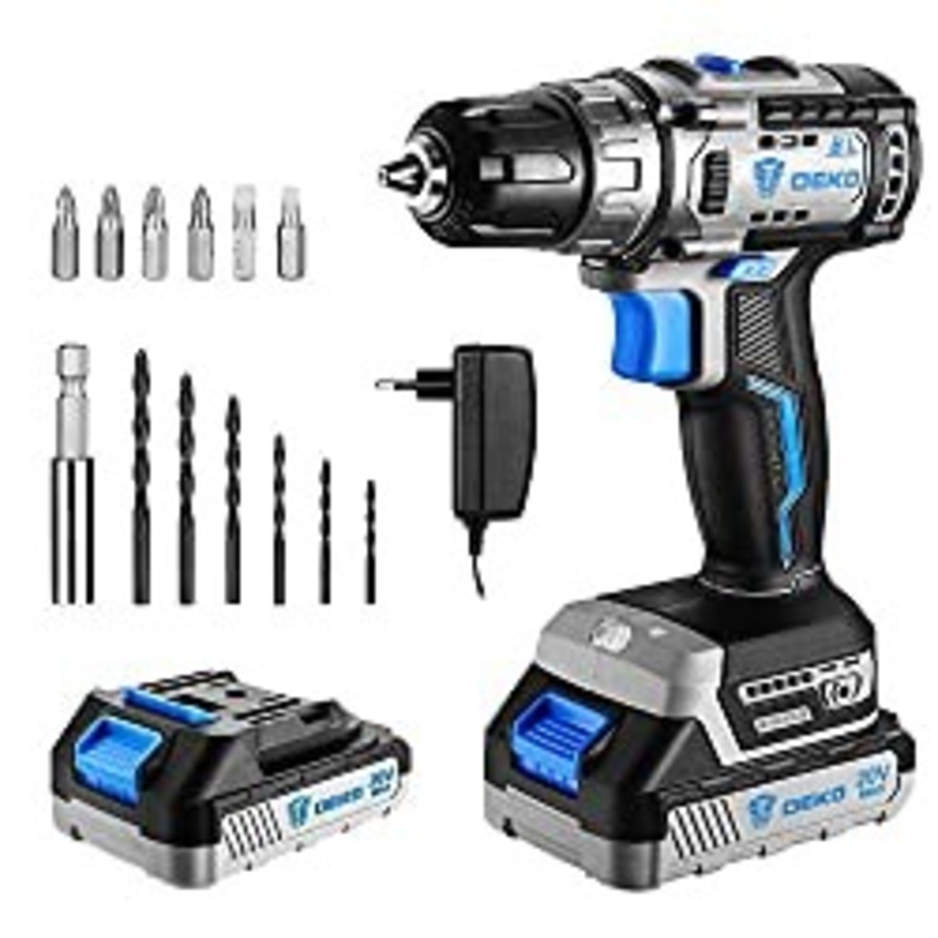 RRP £43.51 DEKOPRO 13Pc Cordless Drill Driver 20V-Max Lithium-Ion Combi Drill