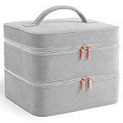 RRP £34.99 Beautify Grey Velvet 2 Tier Cosmetic Beauty Carry Case