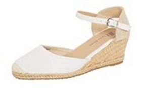 RRP £23.95 Lora Dora Womens Hessian Wedge Sandals White with Memory Foam 6 UK