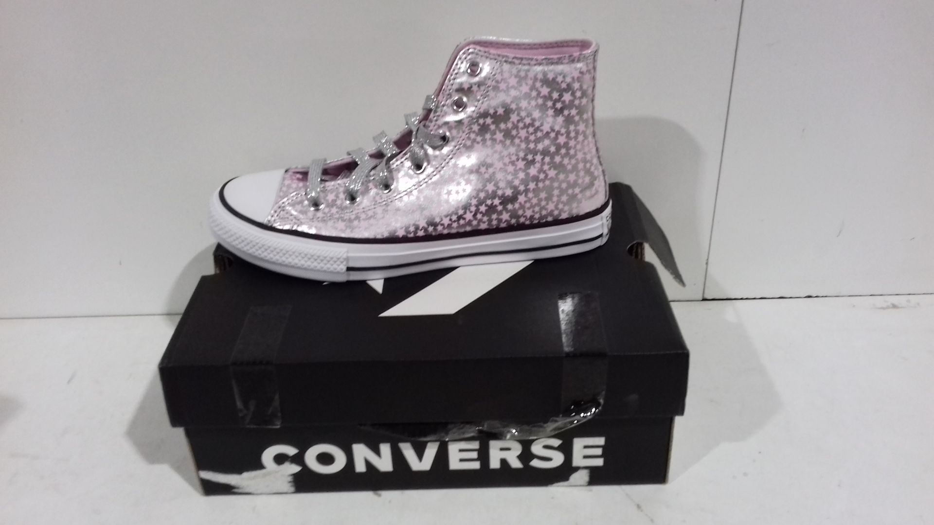 RRP £34.99 Converse Chuck Taylor All Star She's A Star Hi Silver/Pink - Image 2 of 2