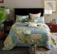 RRP £61.99 Qucover Patchwork Quilted Bedspread Double 100% Cotton