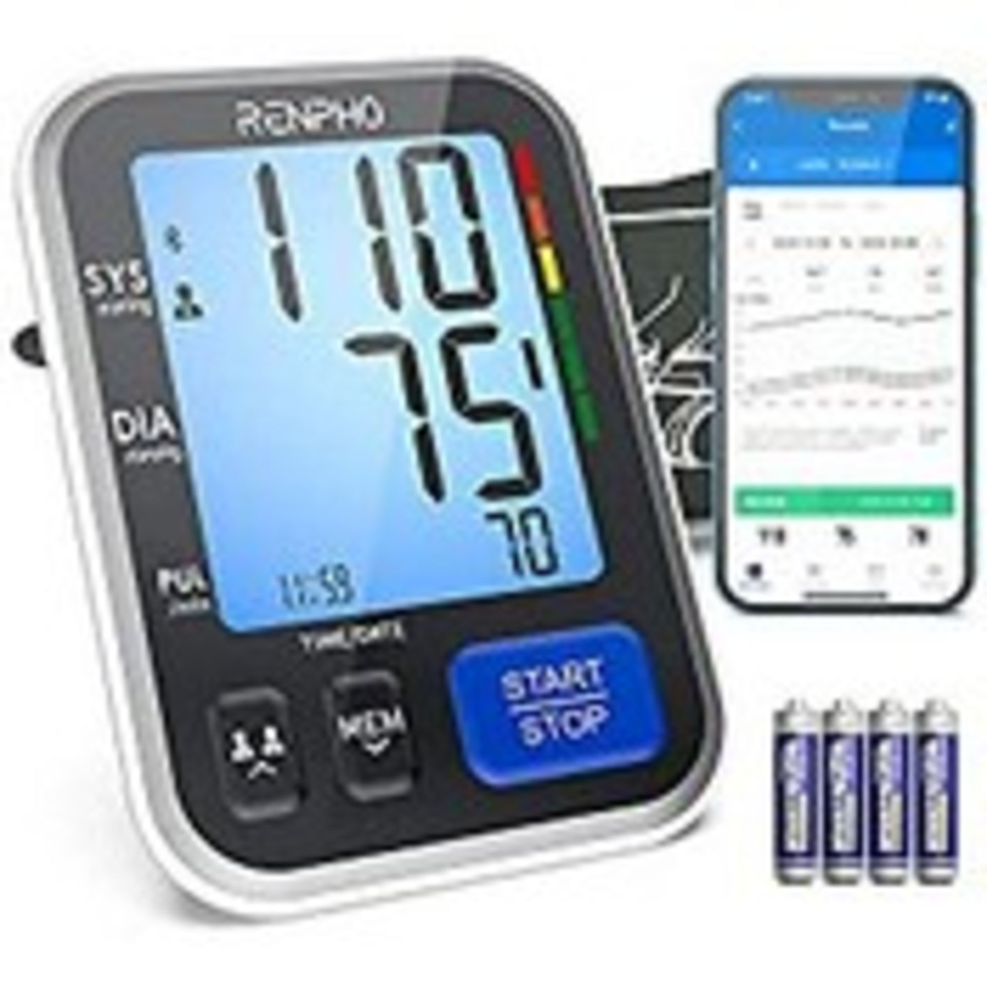 RRP £33.98 RENPHO Smart Blood Pressure Monitor - Wireless Upper Arm Blood Pressure Machine