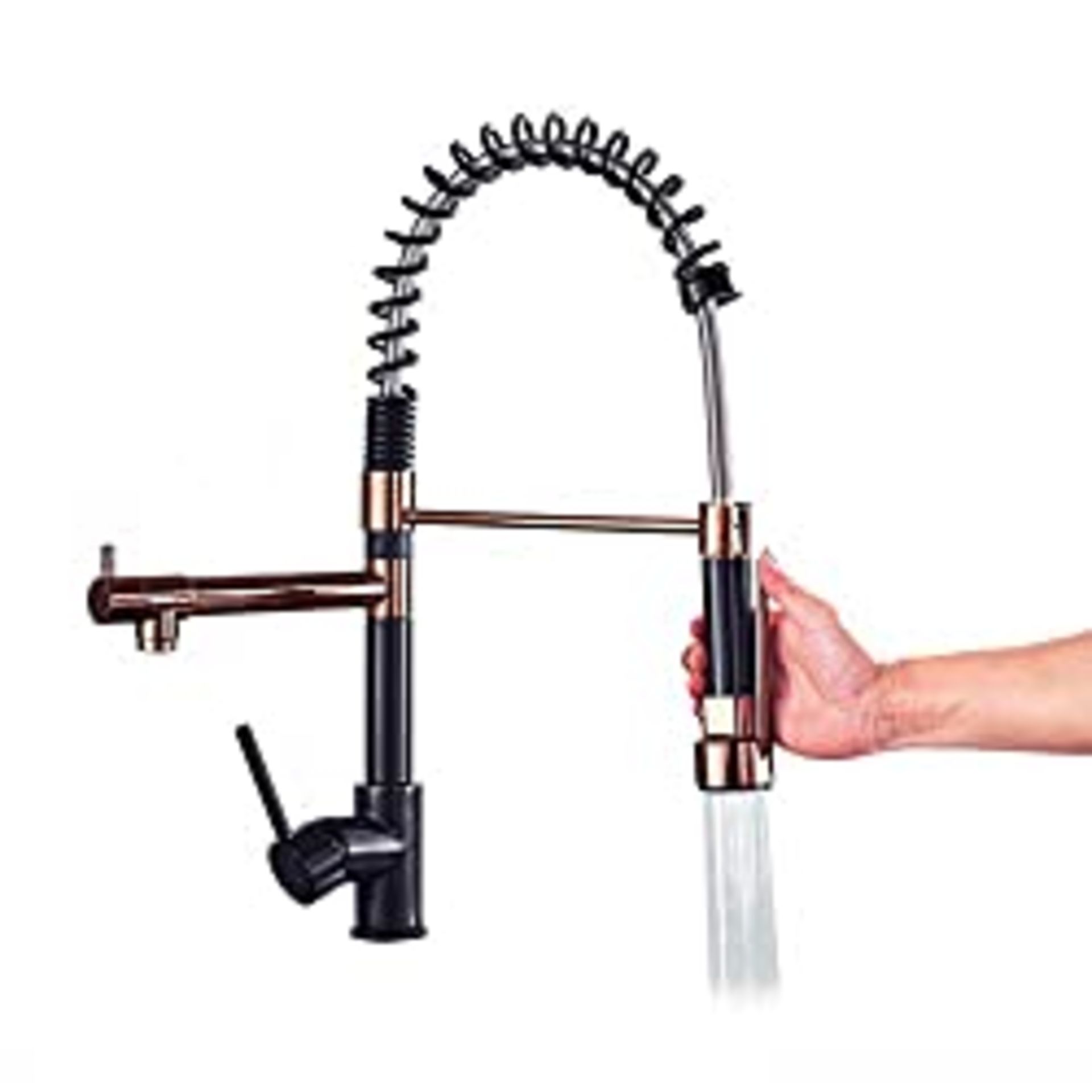 RRP £69.00 Onyzpily Kitchen Tap Rose Gold+Black Kitchen Sink Mixer