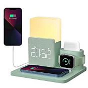 RRP £44.38 6 in 1 Wireless Charging Station with Night Light&Alarm Clock