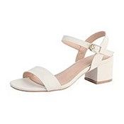 RRP £29.99 DADAWEN Women's Ankle Strap Low Block Heel Open Toe Sandals White 7.5 UK