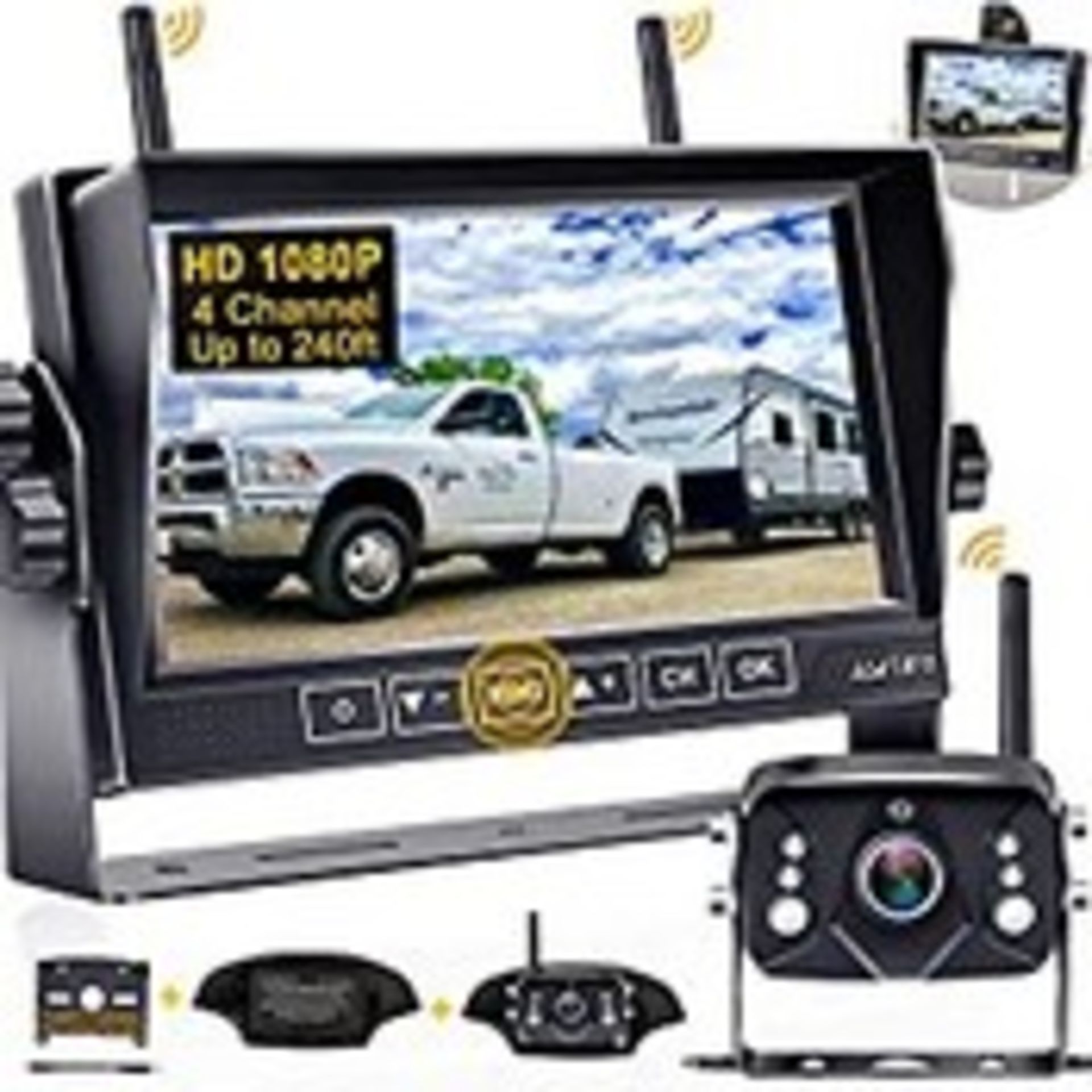 RRP £109.99 Reversing Camera Wireless HD 1080P 7 Inch DVR Touch