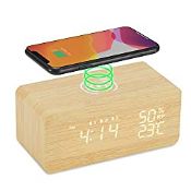 RRP £32.59 Digital Alarm Clock with 10W Wireless Charging and Bluetooth Speaker