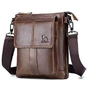 RRP £30.00 BAIGIO Men's Genuine Leather Messenger Bag Retro Cross