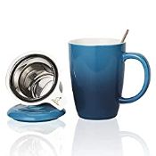 RRP £19.98 Ceramics Tea Cup with Loose Leaf Infuser