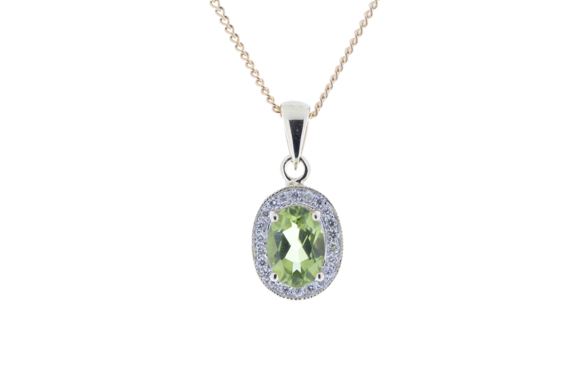 9ct Yellow Gold Diamond And Peridot Pendant 0.11 Carats - Valued by AGI £800.00 - 9ct Yellow Gold