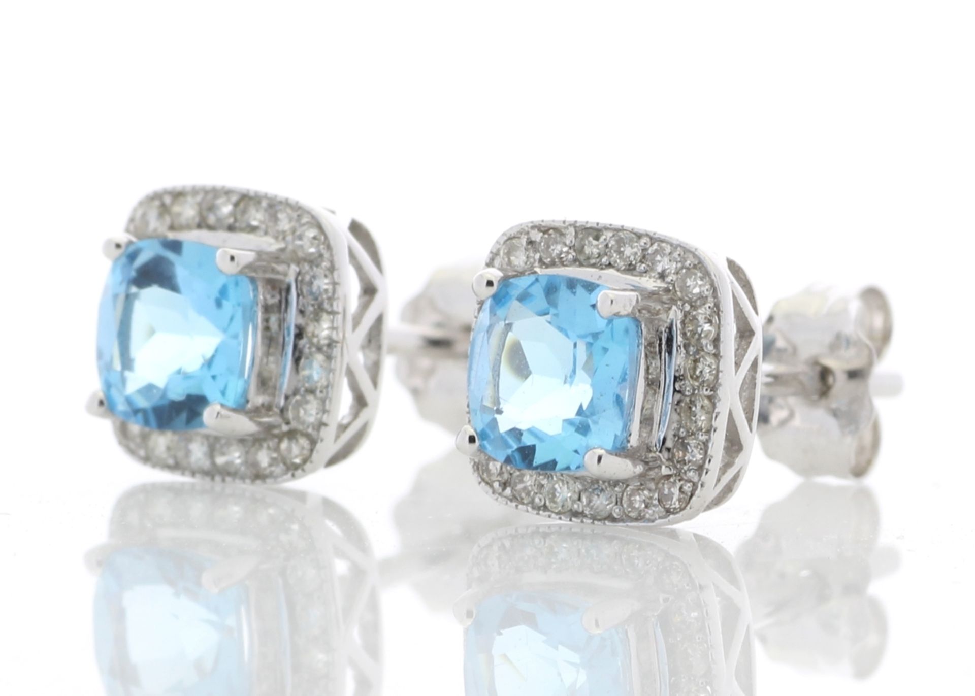 9ct White Gold Blue Topaz Diamond Earring 0.20 Carats - Valued by AGI £895.00 - 9ct White Gold - Image 2 of 4