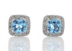 9ct White Gold Blue Topaz Diamond Earring 0.20 Carats - Valued by AGI £895.00 - 9ct White Gold