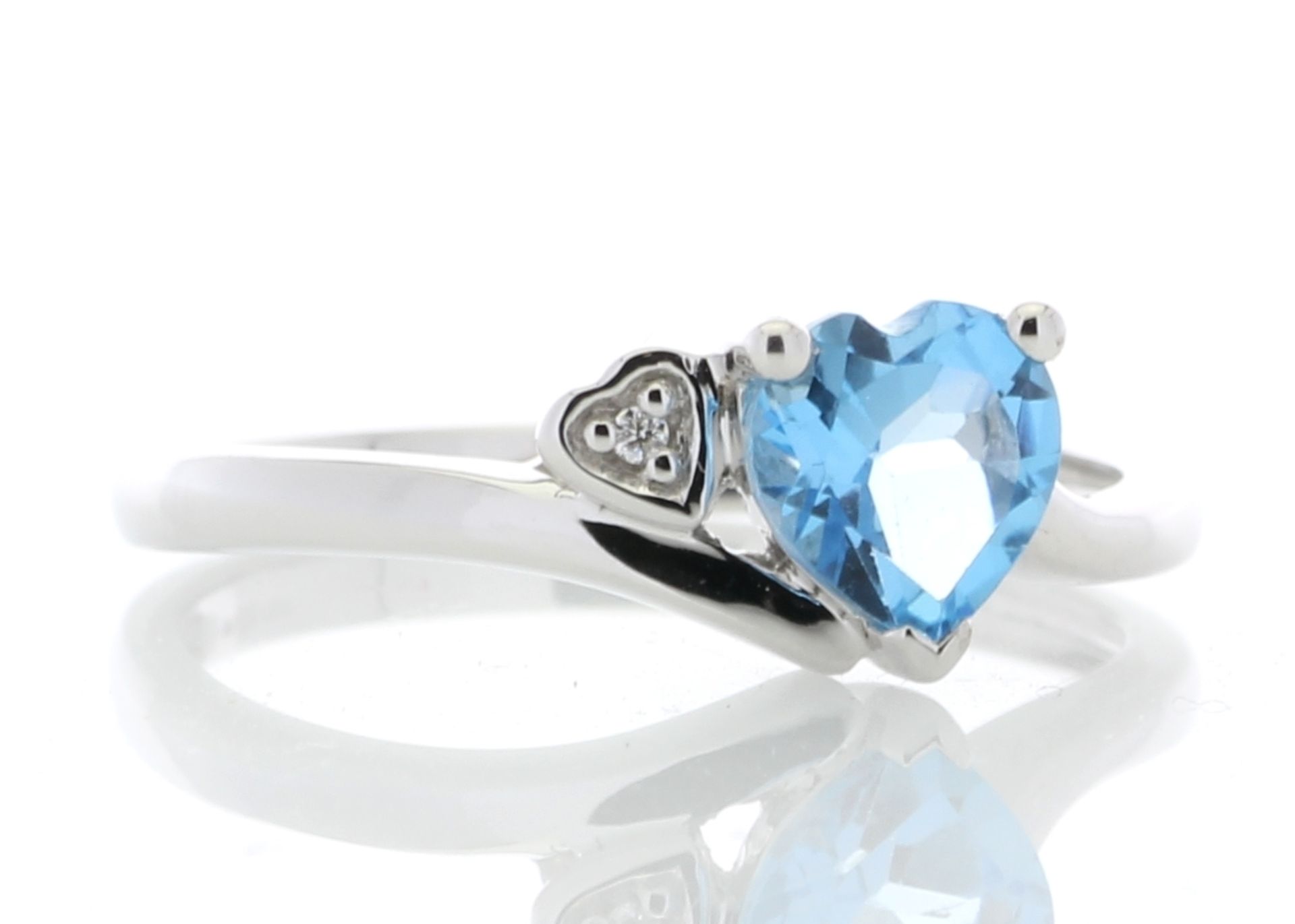 9ct White Gold Diamond and Heart Shaped Blue Topaz Ring 0.01 Carats - Valued by AGI £825.00 - This - Image 4 of 4