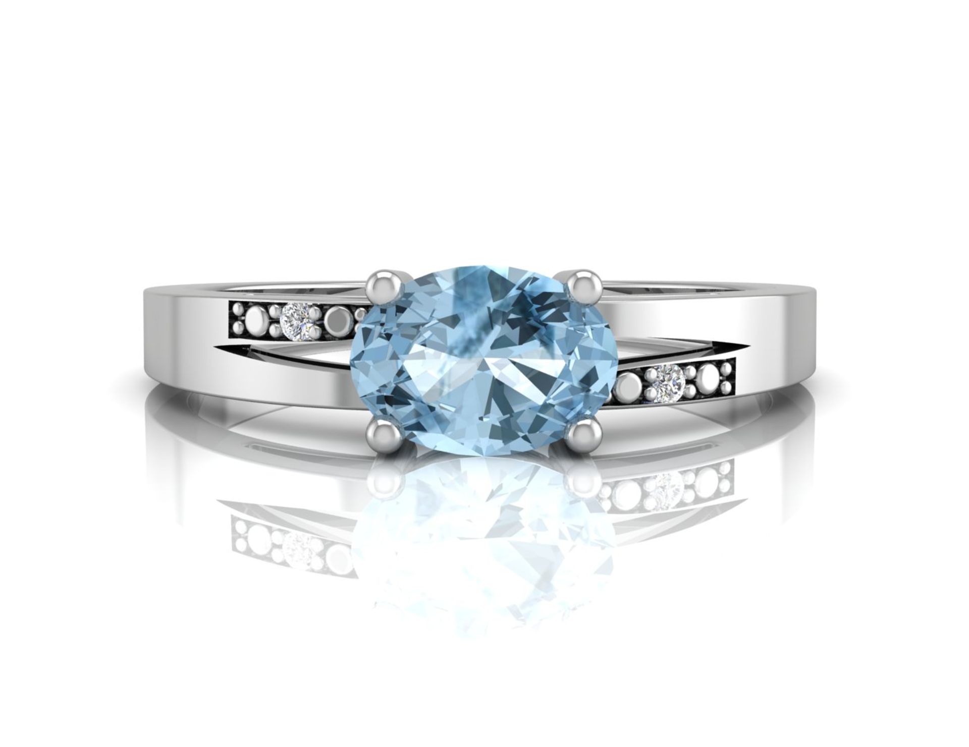 9ct White Gold Diamond And Blue Topaz Ring 0.01 Carats - Valued by GIE £945.00 - 9ct White Gold - Image 4 of 5