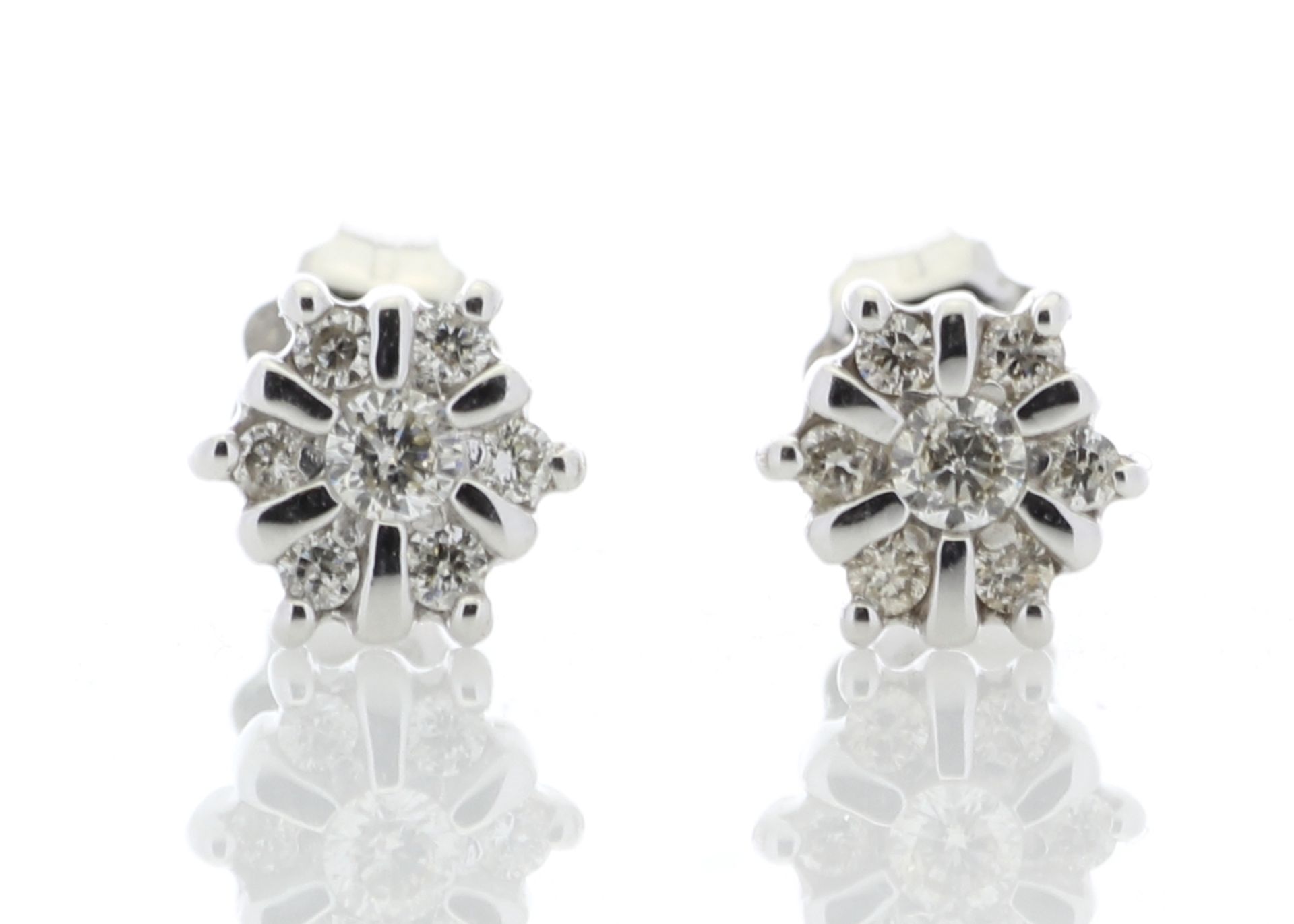 9ct White Gold Fancy Diamond Flower Earring 0.20 Carats - Valued by GIE £2,595.00 - 9ct White Gold
