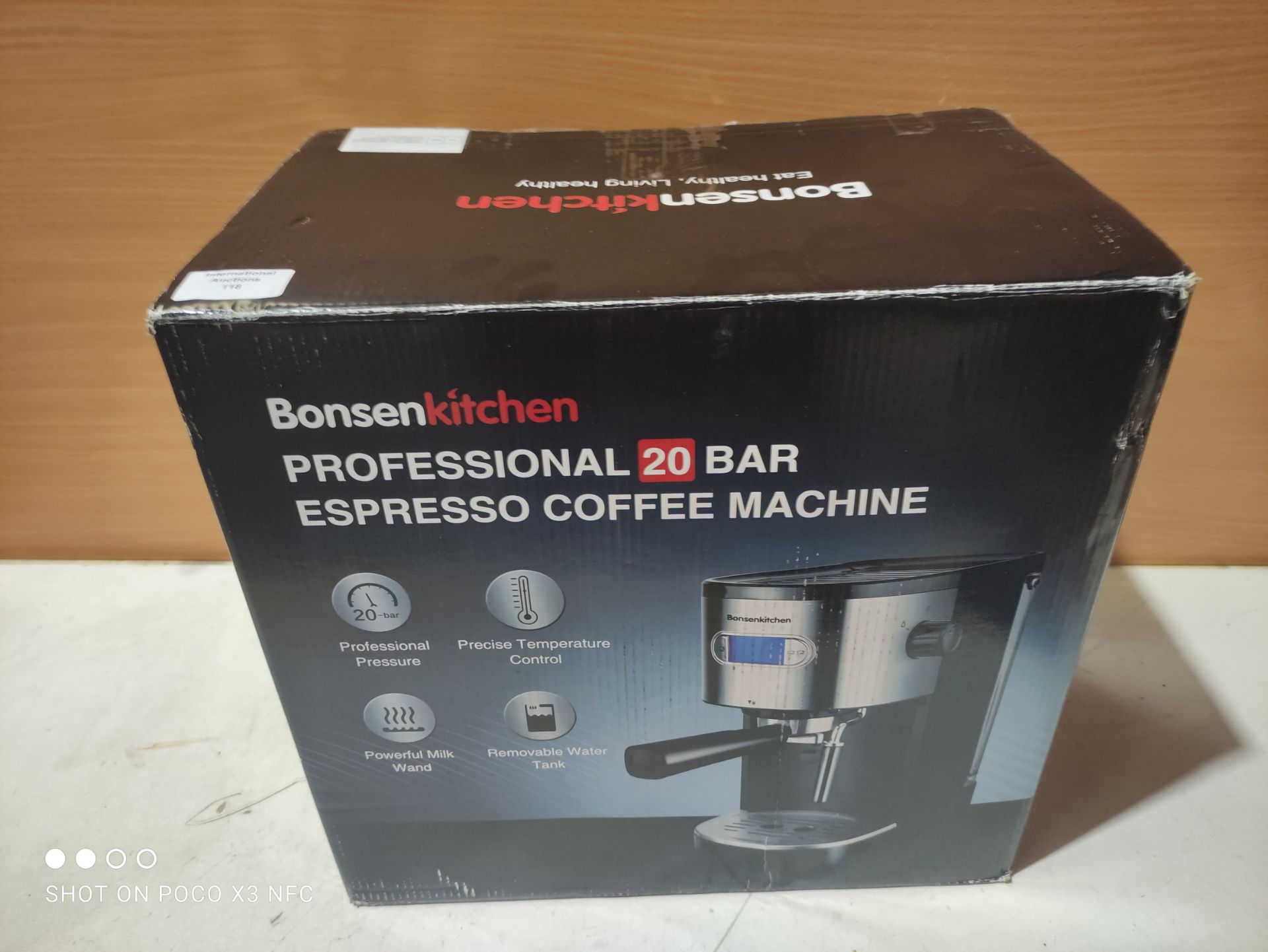 RRP £59.99 Bonsenkitchen 20 Bar Espresso Coffee Machine with Powerful Milk Frother Wand - Image 2 of 2