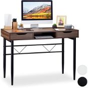 RRP £86.99 Relaxdays 2 Drawer Desk Wood & Metal (BRAND NEW BOXED/AS SEEN IN WAYFAIR)