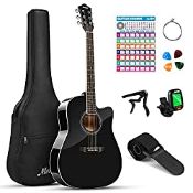 RRP £85.87 Moukey Acoustic Guitar Full Size Kit Beginner 4/4 Size