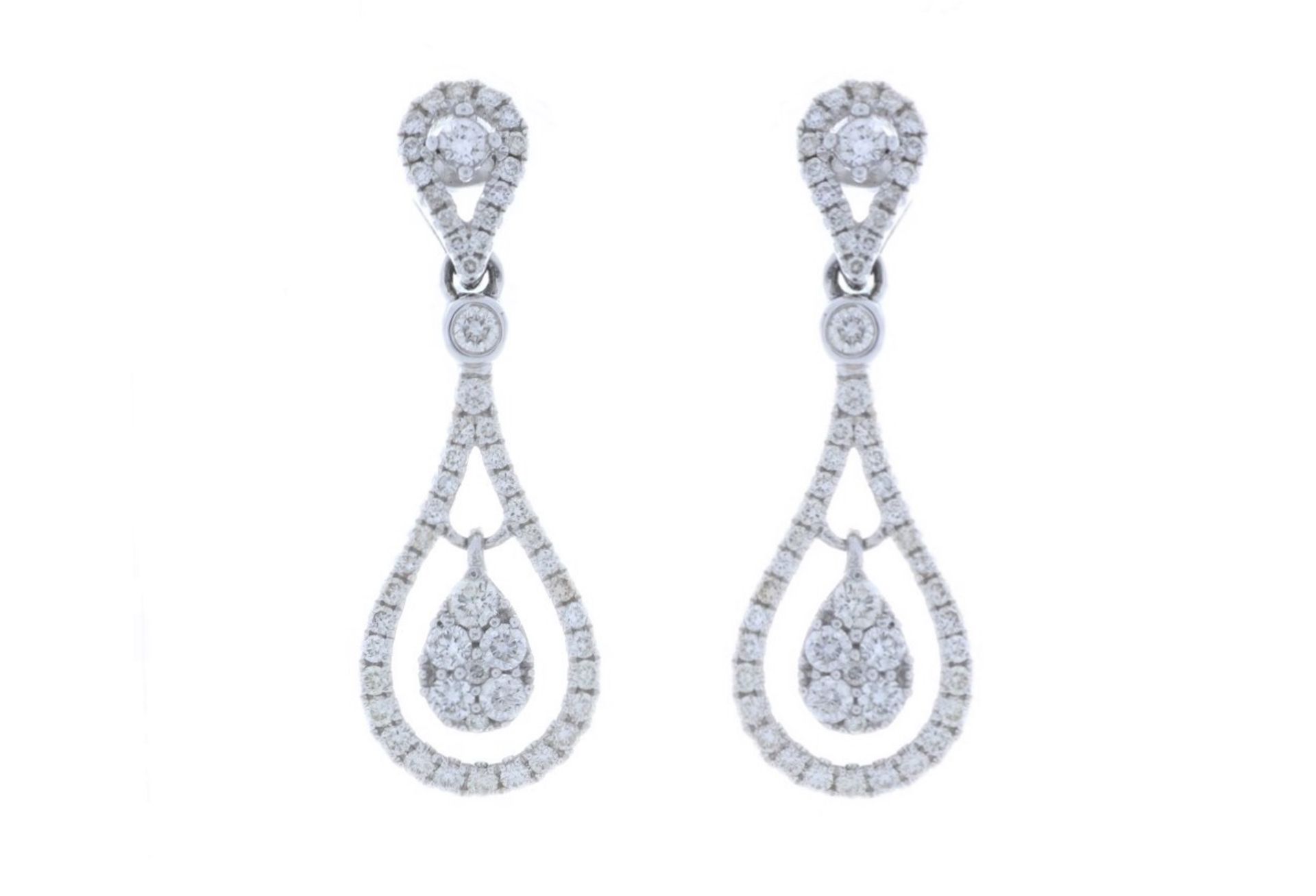 18ct White Gold Diamond Drop Earrings 1.00 Carats - Valued by GIE £15,000.00 - Fifty three natural