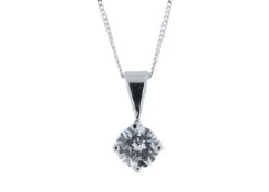 18ct White Gold Single Stone Wire Set Diamond Pendant 0.80 Carats - Valued by AGI £6,330.00 - 18ct