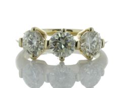 14ct Gold Three Stone Claw Set Diamond Ring 2.26 Carats - Valued by GIE £19,657.00 - 14ct Gold Three