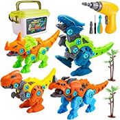 RRP £12.98 Take Apart Dinosaur Toys for Kids - with Storage Box & Electric Drill