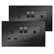 RRP £18.12 2 Pack CNBINGO Double Switched Socket with 2 USB Charging Ports
