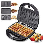 RRP £29.99 Yabano Sandwiches Toaster 3 in 1 Toastie Makers Waffle