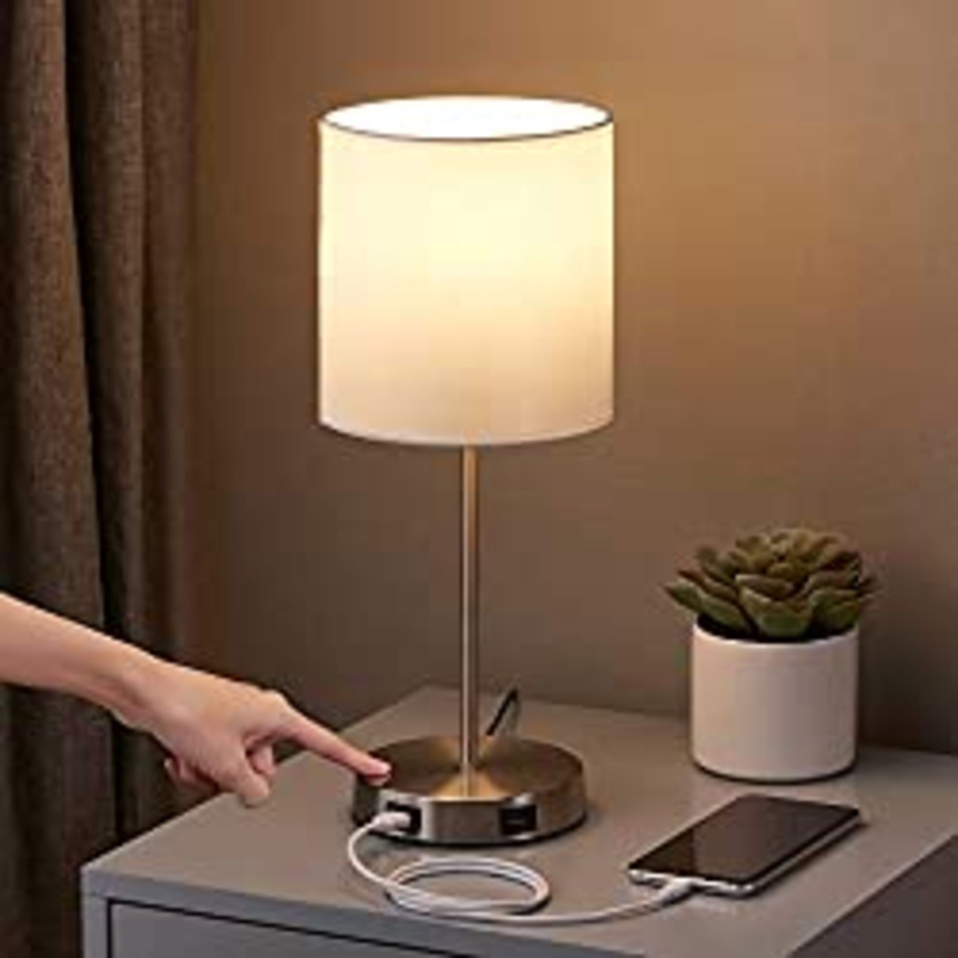 RRP £32.99 Touch Control Table Lamp with 2 USB Charging Ports