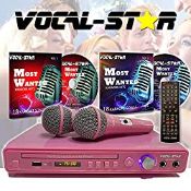 RRP £69.98 Vocal-Star VS-400 Pink HDMI Multi Format Karaoke Machine