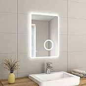 RRP £109.99 EMKE Backlit Illuminated Bathroom Mirror with Shaver Socket 500x700 mm