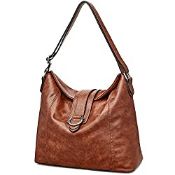 RRP £39.98 S-ZONE Women Leather Hobo Shoulder Bag Soft Tote Purse Large Crossbody Handbags
