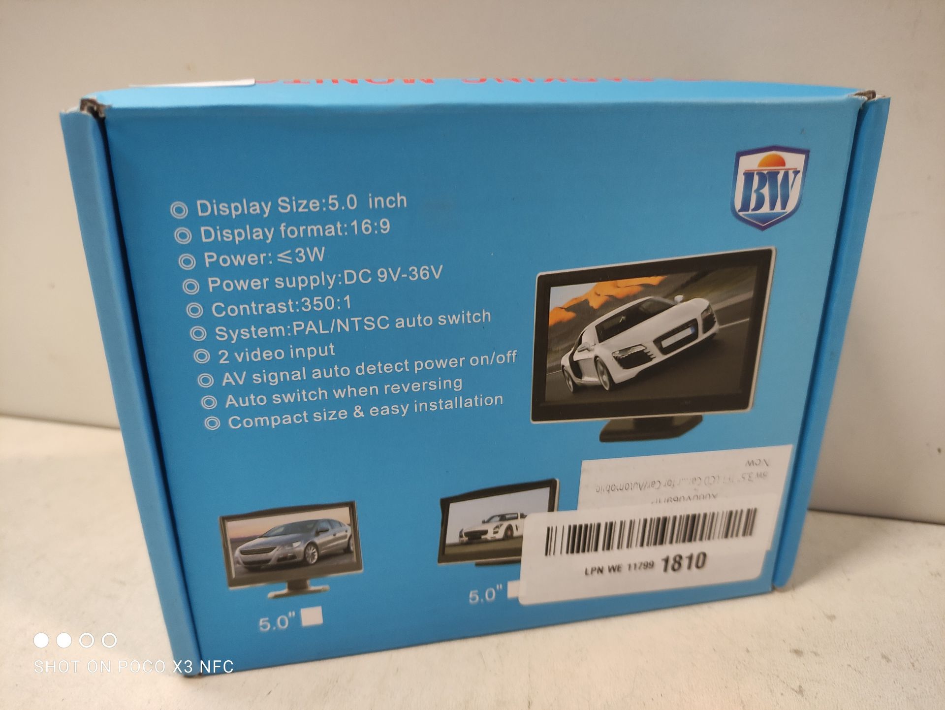 RRP £19.00 BW 3.5" TFT LCD Car Rear View Color Camera Monitor & DVD - Image 2 of 2