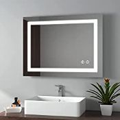 RRP £159.98 EMKE 800 X 600 mm Illuminated Bluetooth Bathroom Mirror with Shaver Socket