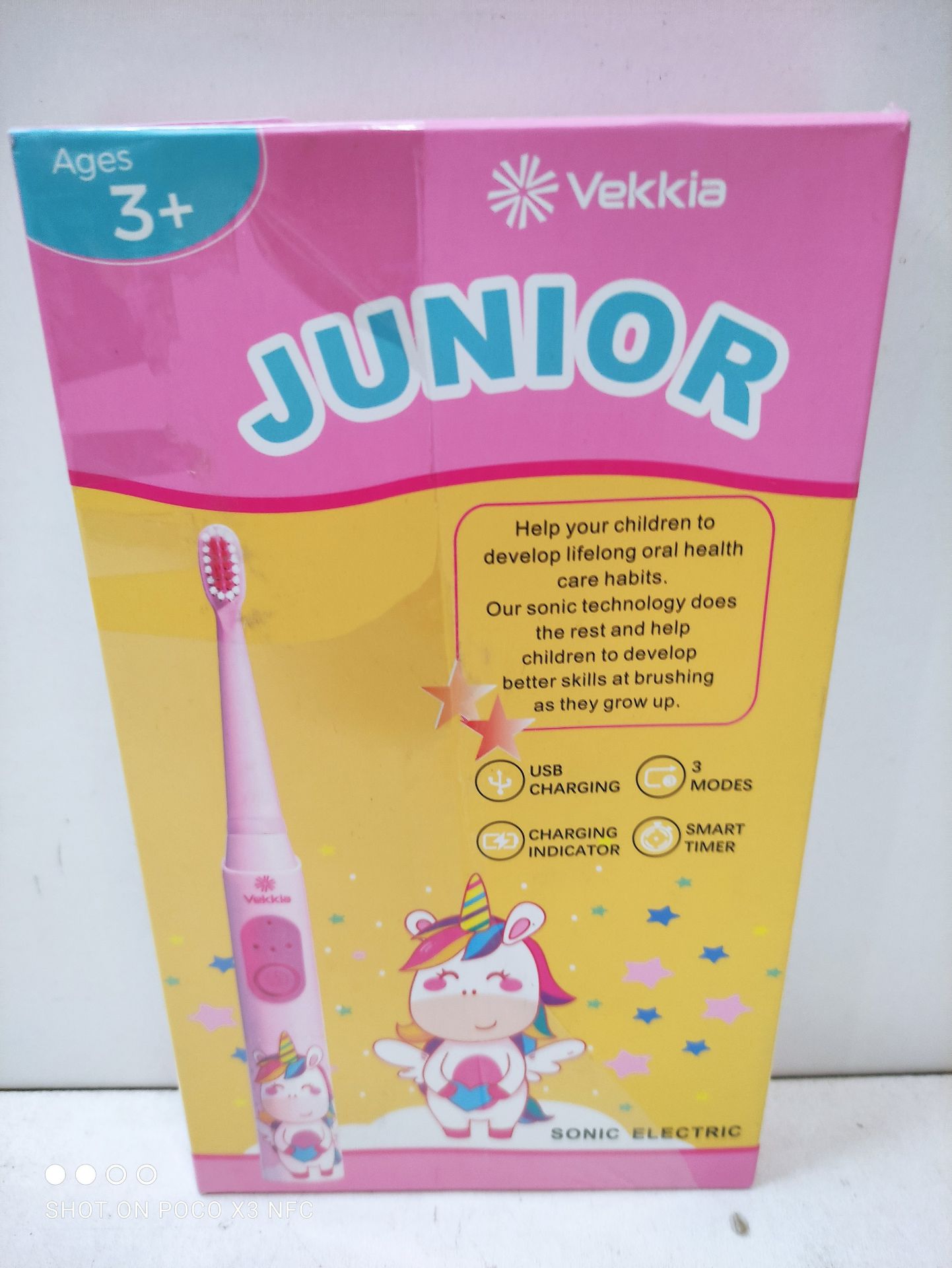 RRP £22.99 Vekkia Unicorn Jada Sonic Rechargeable Kids Electric Toothbrush - Image 2 of 2