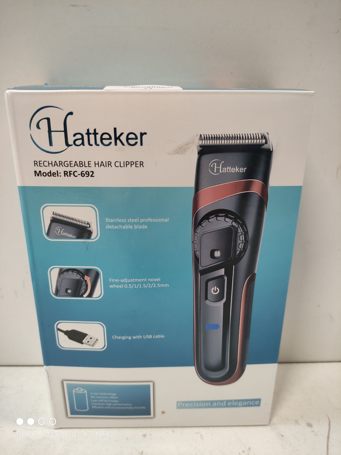 RRP £16.36 HATTEKER Hair Clippers for Men Cordless Hair Trimmer - Image 2 of 2