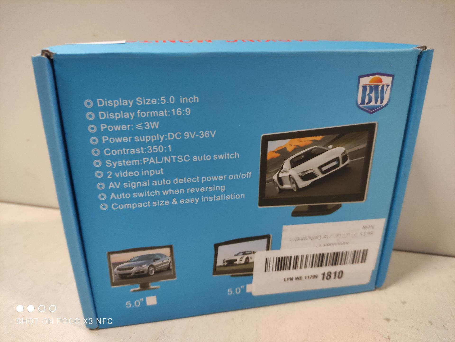 RRP £19.00 BW 3.5" TFT LCD Car Rear View Color Camera Monitor & DVD - Image 2 of 2