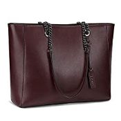 RRP £39.98 S-ZONE 15.6-Inch Women Fashion Genuine Leather Large