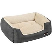 RRP £22.46 FEANDREA Dog Bed, Reversible Cushion, 65 x 55 x 20 cm, Dark Grey