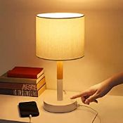 RRP £29.99 EDISHINE Touch Control Bedside Table Lamp with 2 USB Charging Ports